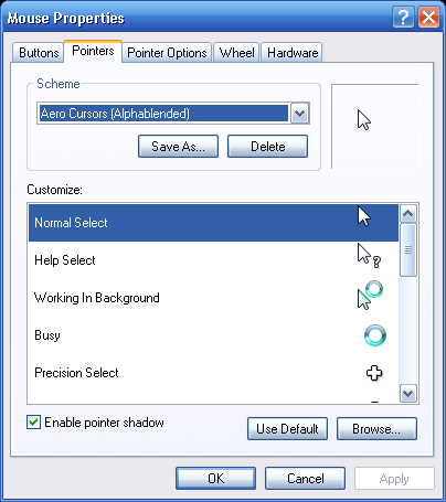 Usar Cursores de Windows Vista en Windows XP