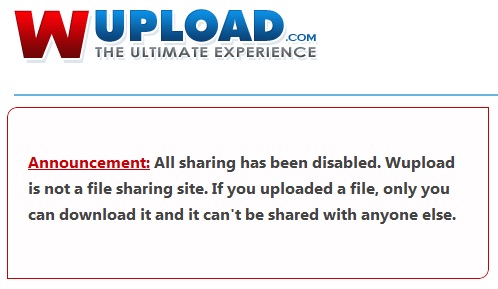 Wupload ya no permite compartir archivos