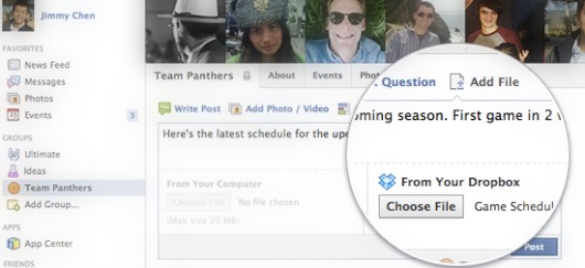 dropbox integrado a Facebook