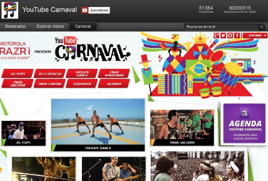 Canal del Carnaval de Brasil en YouTube