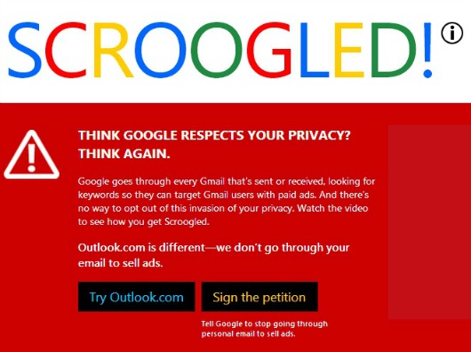 Microsoft asegura que Google viola la privacidad de sus usuarios