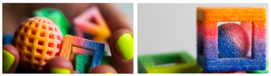 Coloridas golosinas impresas en 3D